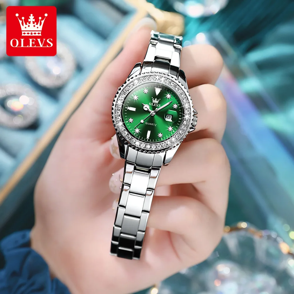 OLEVS New Fashion Womens Quartz Watch Top Brand Luxury Stainless Steel Strap Waterproof Date Women Watches Relogio Feminino