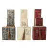 Rectangular Linen Tassel Jewelry Box Chinese Style Embroidered Fabric Necklace Storage Box Calligraphy Lotus 5