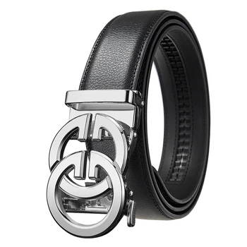 Fashion Design Belt For Men With Adjustable Alloy Buckle - Silver Black