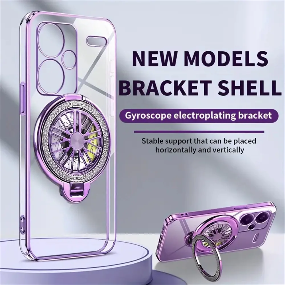 Luxury Magnetic Gyroscope Bracket Case with Clear Plating Cover