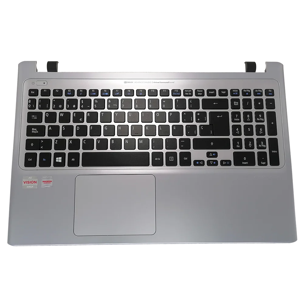 Espanhol Backlit Teclado Case Superior para Acer Aspire V5571 V5-571pg V5-551g V5-571g sp es Espanha Prata Touchpad Palmrest Teclados - Imagem 2