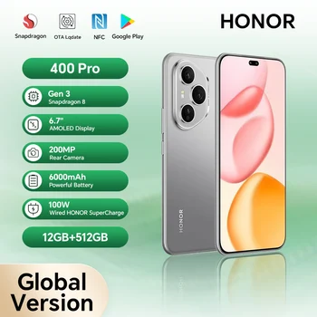 2025 nouveau HONOR 400 Pro Version mondiale 5G Smartphone 200MP caméra Snapdragon 8 Gen 3 6.7 ''écran AMOLED 100W filaire 50W sans fil 1