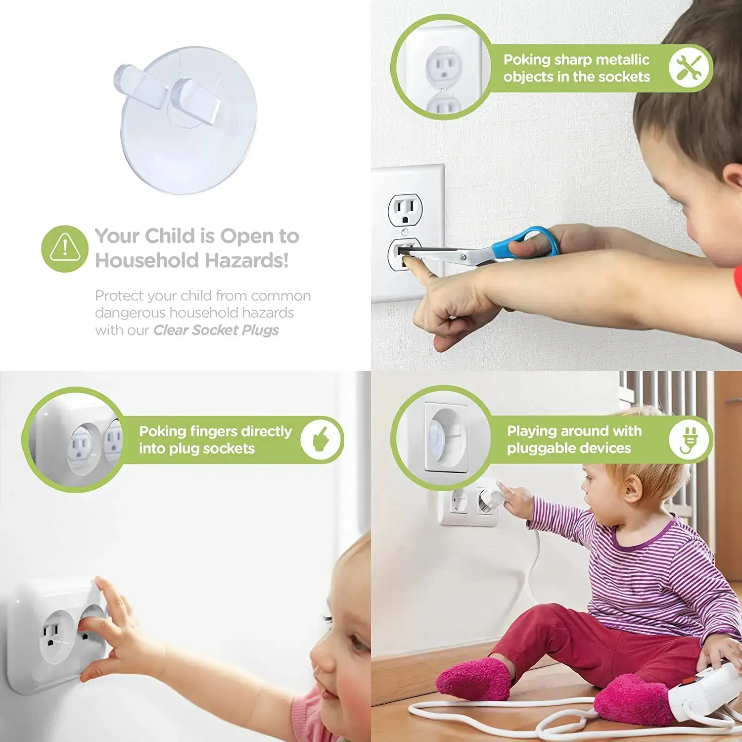10pcs American Standard Socket Covers Clear Color Electrical Outlet Child Proofing