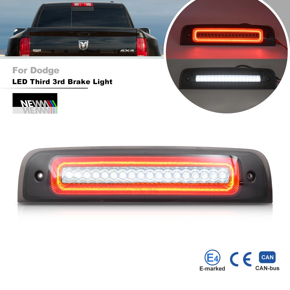 

Smoked Led Strobe Third 3rd Brake Light For Dodge Ram 1500 2500 3500 Pickup 2009-2018 High Mount Stop Lamp Cargo Roof 55372082AF