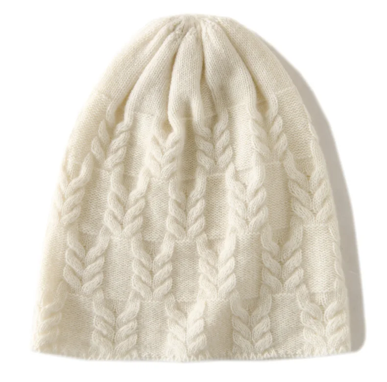 100% Ziegenkaschmir-Strickmützen für Damen, warme, weiche Wintermützen für Mädchen, Gorros, Herbst, Y2K-Mode, Korea, Bonnet-Mütze – Detail 22