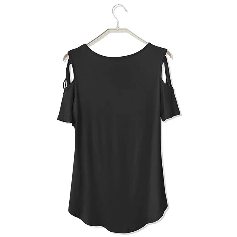 Customized Print T Shirt for Women DIY Logo Top T-shirt Short sleeve Female Tops Off The Shoulder Hollow Tee 3