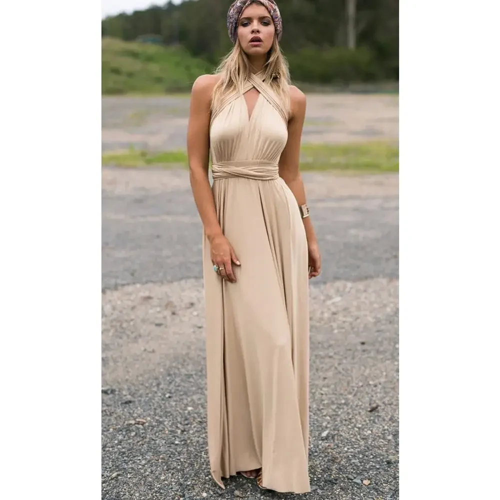 Sexy Fashion BandageLong Dresses Women Girl Summer Boho Female Red Long Dresses Fashion Multi Rope Bandage Drersses for Party 5