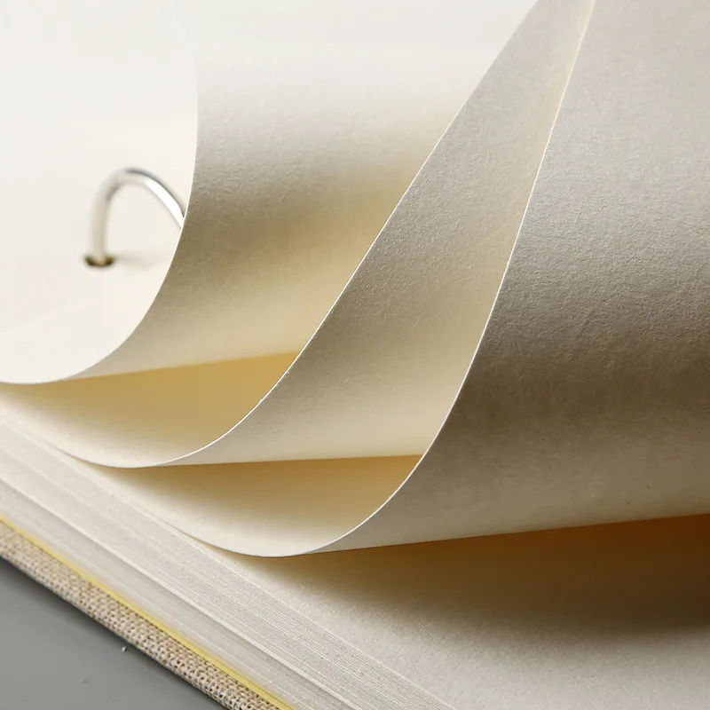 Vintage Spiral Sketchbook with Linen Hardcover - 120 Pages of 160GSM Refillable Art Paper