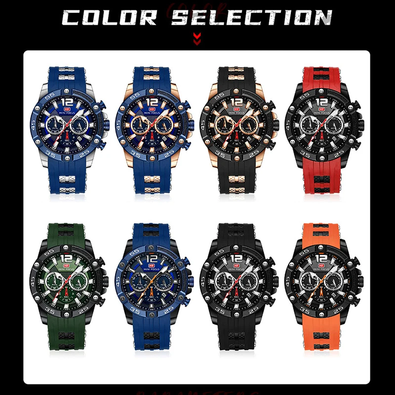 Fashion Mens	Sports Watches Luxury Quartz Wristwatches	for Men Top Brand Waterproof Chronograph Clock Elegant Military Watch