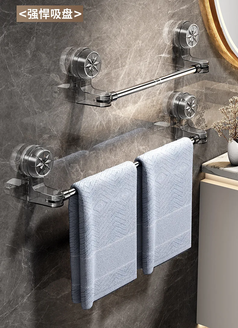 Verstellbarer Saugnapf-Handtuchhalter Ohne Bohren Wandmontierte Toiletten-Handtuchstange Badezimmer Ausziehbares Regal Aufbewahrungsregal – Detail 1