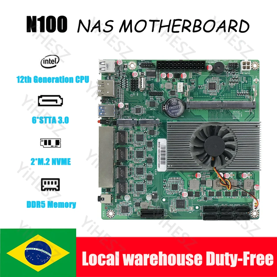 Intel N100搭載　NAS用マザーボード Amazon.com: HKUXZR N100 Industrial Motherboard NAS 4 Cores 4