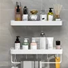 Aluminum Bathroom Storage Shelf Wall Mounted Shower Storage Rack White Organizer Corner Shelves Toilet Shampoo Cosmetics Holder 2