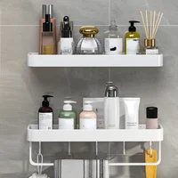 Aluminum Bathroom Storage Shelf Wall Mounted Shower Storage Rack White Organizer Corner Shelves Toilet Shampoo Cosmetics Holder 2