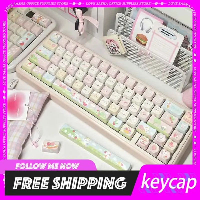 

Mao Profile Strawberry Keycaps Cartoon Cute Cat Head Keycap Diy Customized Keycaps For Girl Gamer Mechanical Keyboards Gifts