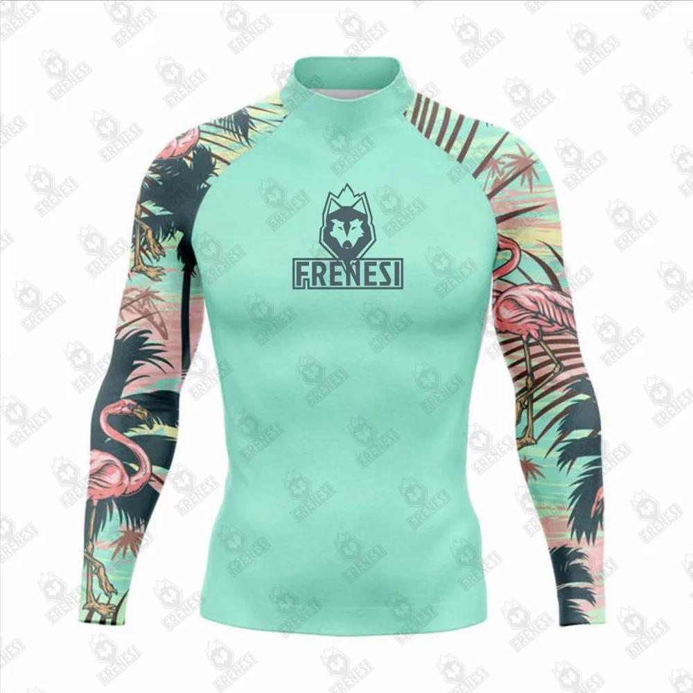 Men Rashguard UV+50 Protection Long Sleeve Surfing T-shirt