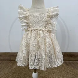 Don&Judy Ruffle Princess Dress Photo Shoot Props Wrinkle Lace Baby Girl Floral Costume Kid Clothing Photography Accessories