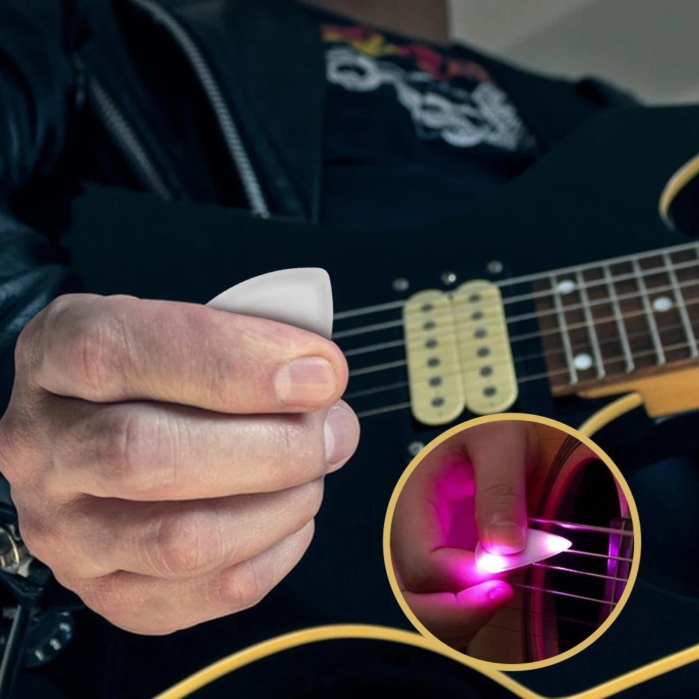 2/3PCS Guitar Touch Luminous Pick Musical Stringed Instrument Glowing Plectrum LED Glowing Guitar Pick for Bass Guitarists