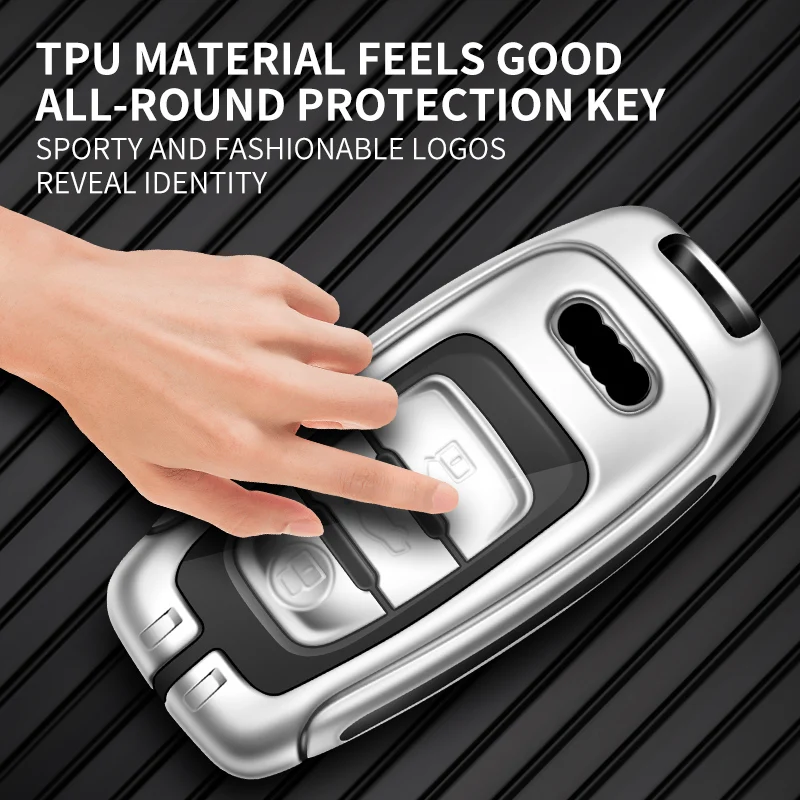 Premium Leather Car Key Case Cover with Metal Accents