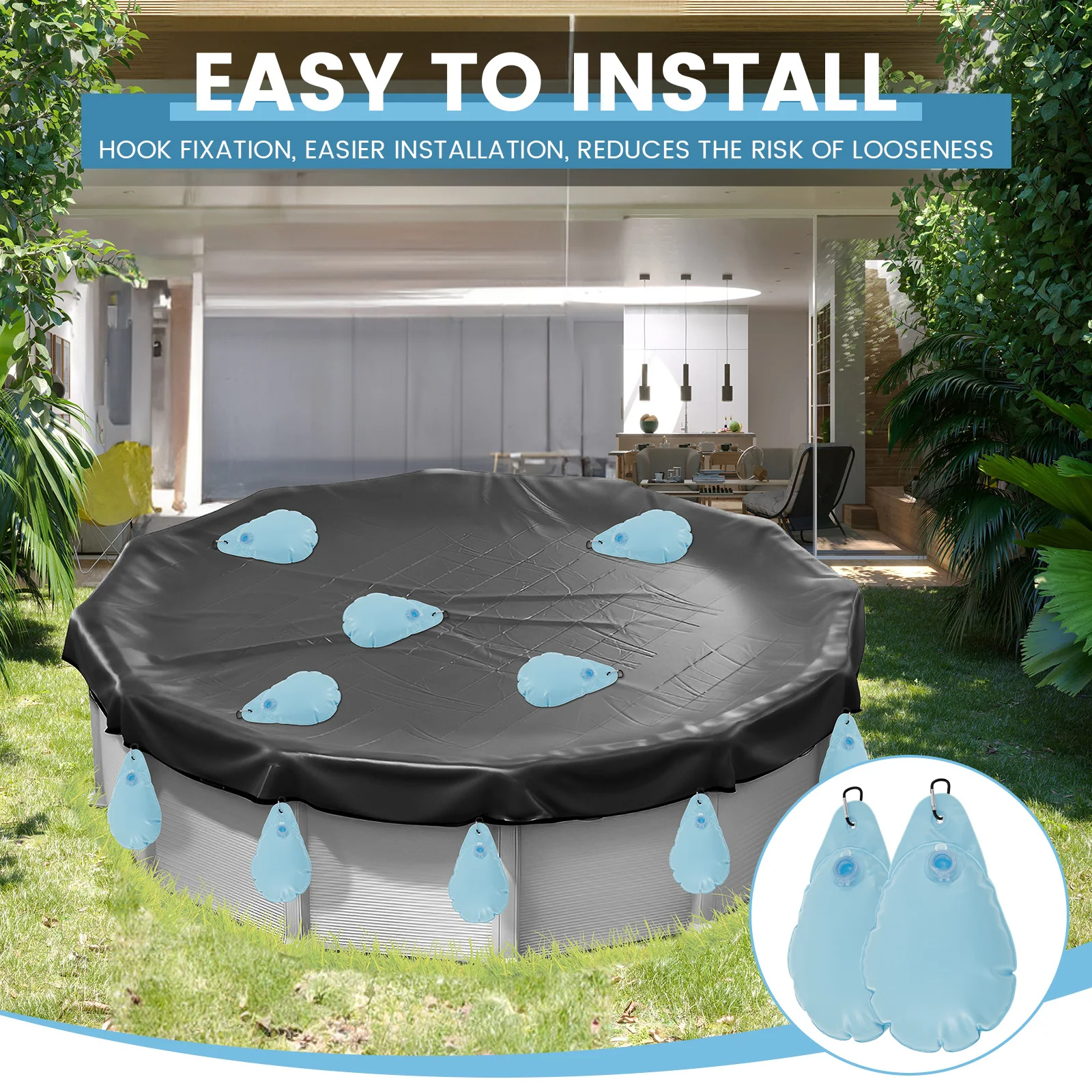 PVC Pool Cover Weights with Hooks for Above Ground Pools