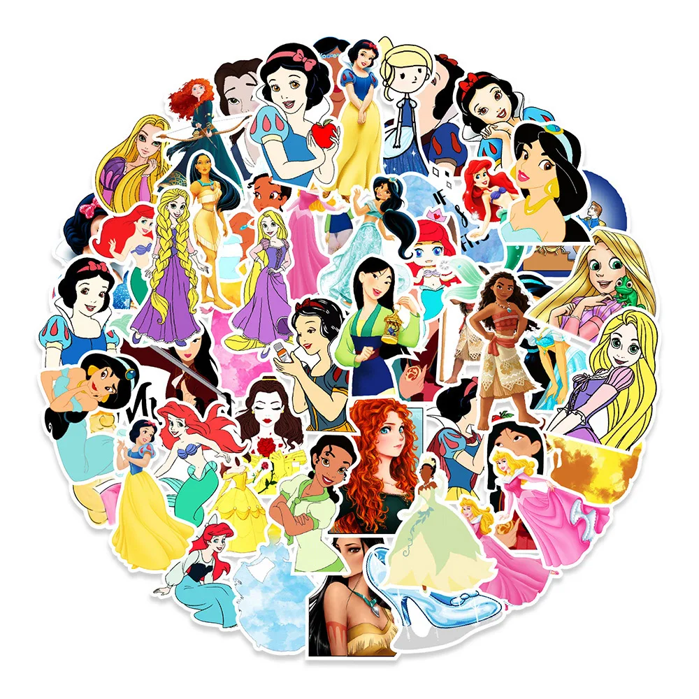 

10/30/50pcs Mix Cute Disney Princess Stickers Anime Snow White Frozen Cartoon Decals DIY Laptop Guitar Phone Kids Girls Sticker