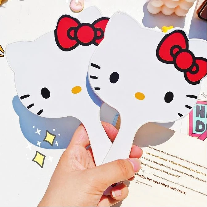 카와이 헬로 키티 손 거울 고양이 크리 에이 티브 휴대용 거울 장난감 귀여운 메이크업 거울 소녀 선물