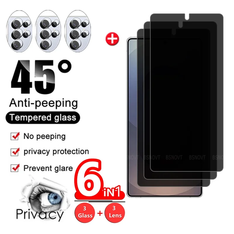 6-in-1 Anti-Spy Privacy Tempered Glass Screen Protector