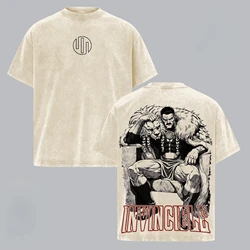 Vintage Washed Anime Graphic T - shirt - Men's High - Quality Cotton Summer Tee - XXL (Beige)
