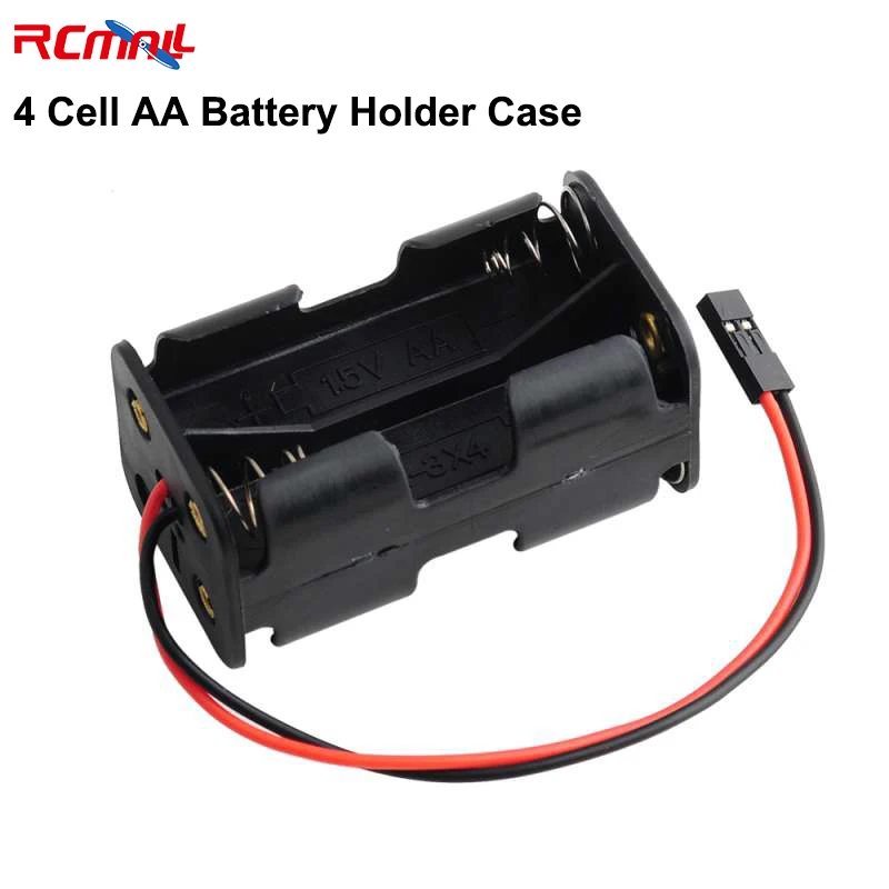 RCmall 4PCS 4 Cell AA Battery Holder Case with JR Connector Receiver Battery Pack for RC Servo Tester Flysky Receiver rc servo