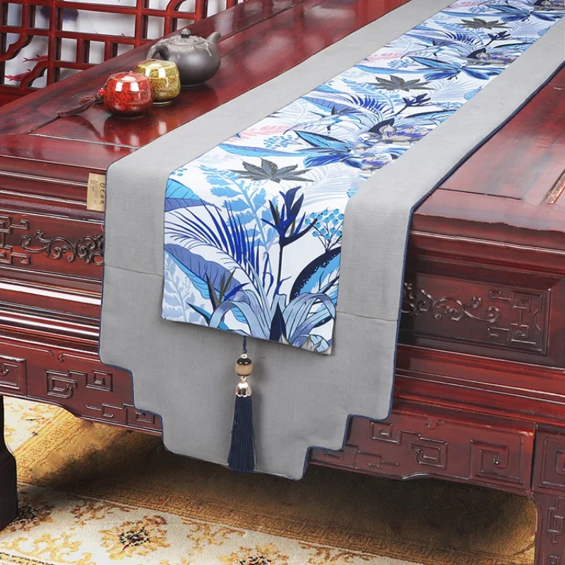

Chinese Table Flags for TV Cabinet Bed End Scarf Beauty Table Runner Double Layer Precision Simplified High Tea Tablecloths
