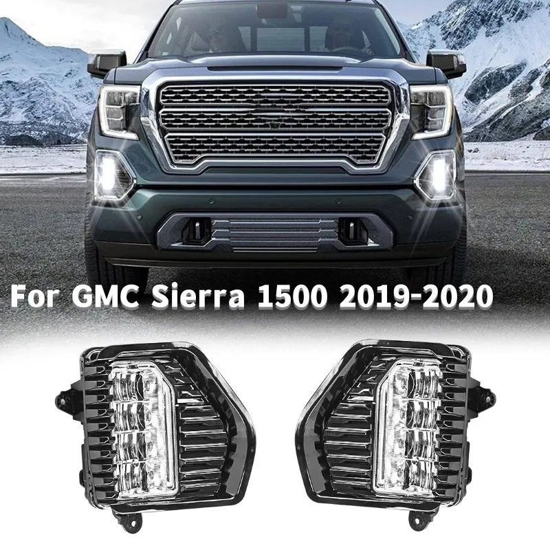 

2Pcs/set Car Fog Lamp Daytime Running Light LED Driving Light for GMC Sierra 1500 2019-2020