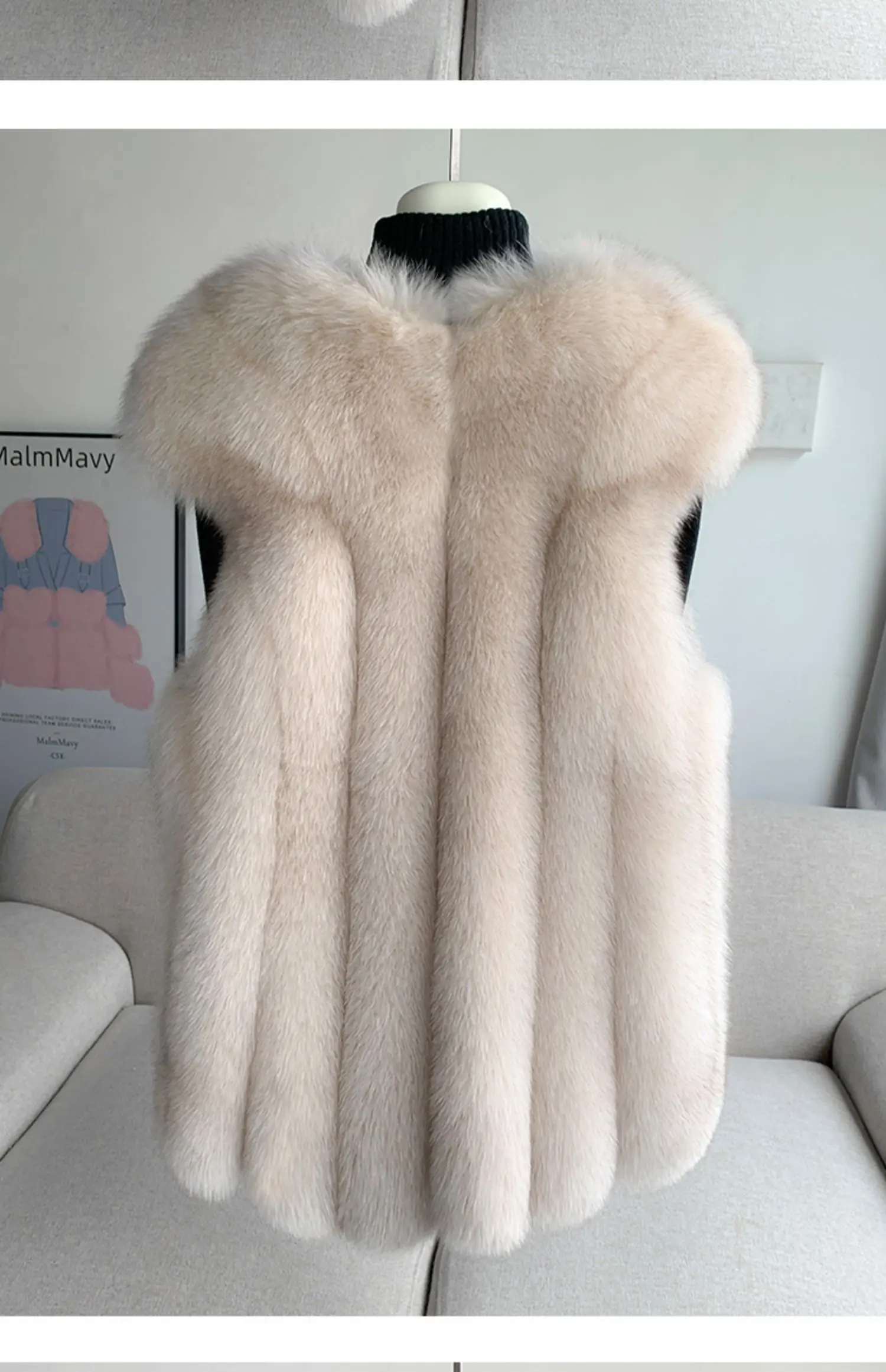 Fox fur vest women's medium and long 2024 new fashion fur vest thick coat real fur for winter