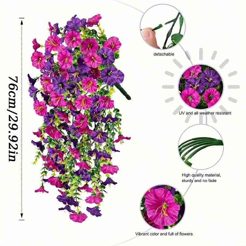2PCS UV-Resistant Artificial Morning Glory & Eucalyptus Hanging Decor 8 S5409aef799714c61869c8dc06511caaaW