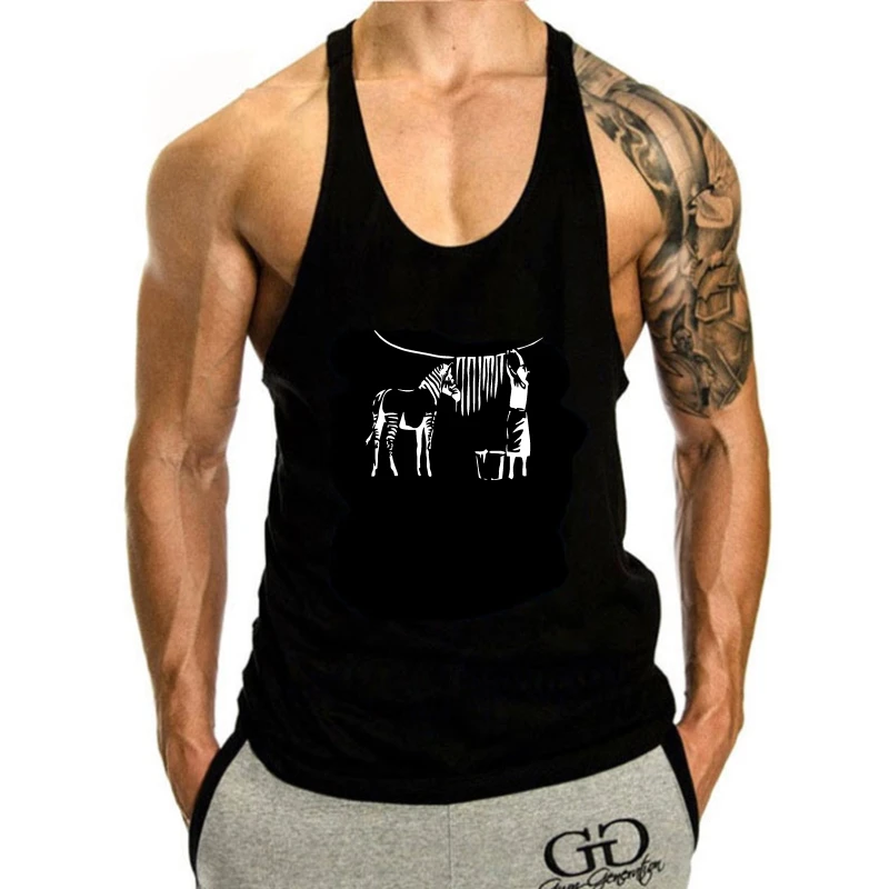 

Мужская майка с принтом зебры, без рукавов