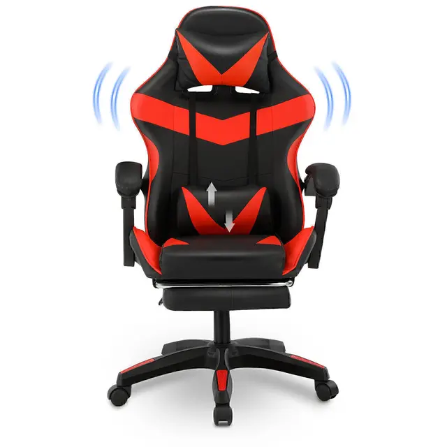 Chaise de jeu de massage, chaise d'ordinateur avec repose-pieds et support lombaire, chaise de jeu réglable en hauteur avec 360 ° -Siège pivotant et H 2