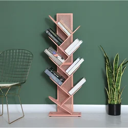Estantería de hierro forjado con forma de árbol para estudiantes, mueble sencillo para sala de estar, estantería para libros, dormitorio, varios niveles