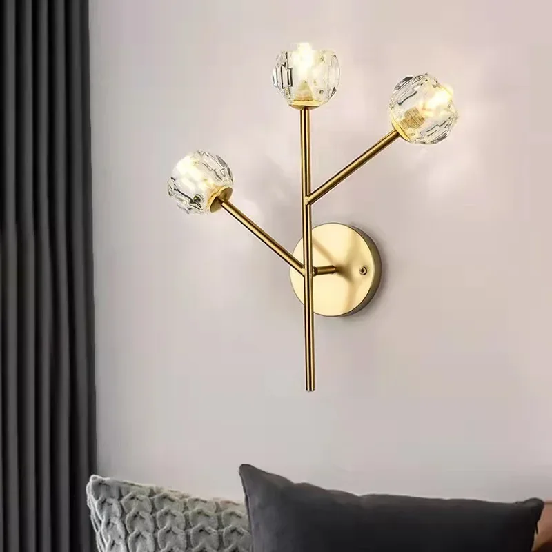 

Nordic Gold LED Wall Lamp For Bedside Dining Room Aisle Foyer Hotel Various Glass Shade Light Home Decoration Accessories