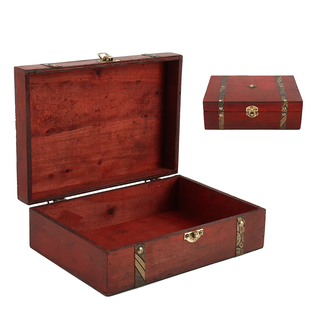 Wooden Storage Box Jewelry Organizer Retro Pirate Trinket Display