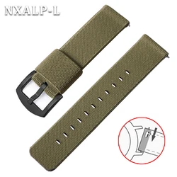 Military - Style Elastic Nylon Watch Band - Quick Release Sport Strap - 20mm (Army green - black)