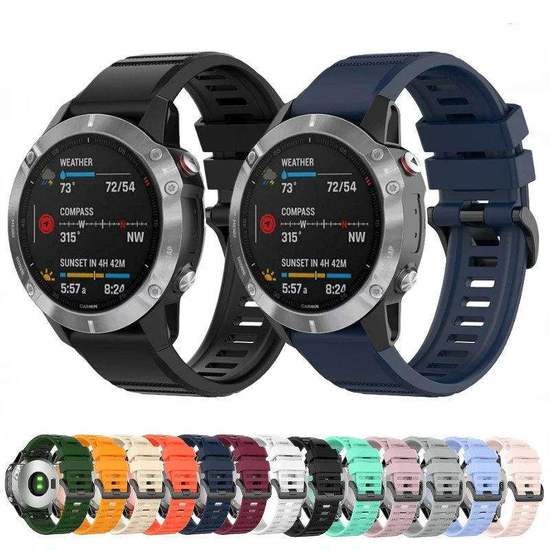 

20mm 22mm 26mm Silicone Strap For Garmin Fenix 6 6S 6X 5X 5 5S 3 3HR Forerunner 935 945 Quick Release Silicone Watchband Correa