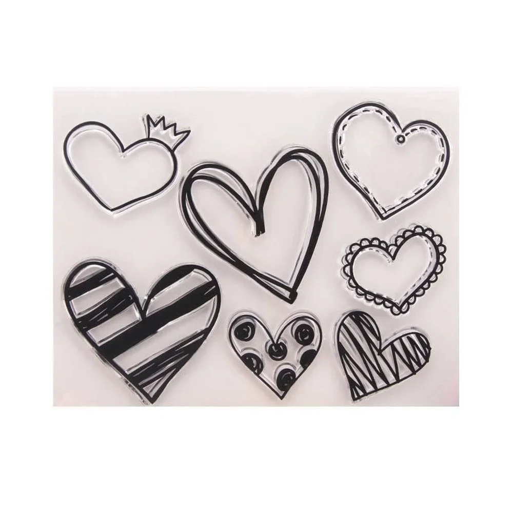 Love Heart Transparent Silicone Clear Rubber Stamp Sheet Cling Scrapbooking DIY