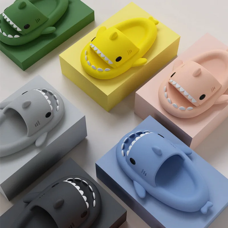 LItfun Cartoon Shark Slippers Girls And Boys House Flat Sandals Thick Sole Beach Slides Lovely  Children Fashion Shark Sandals 4