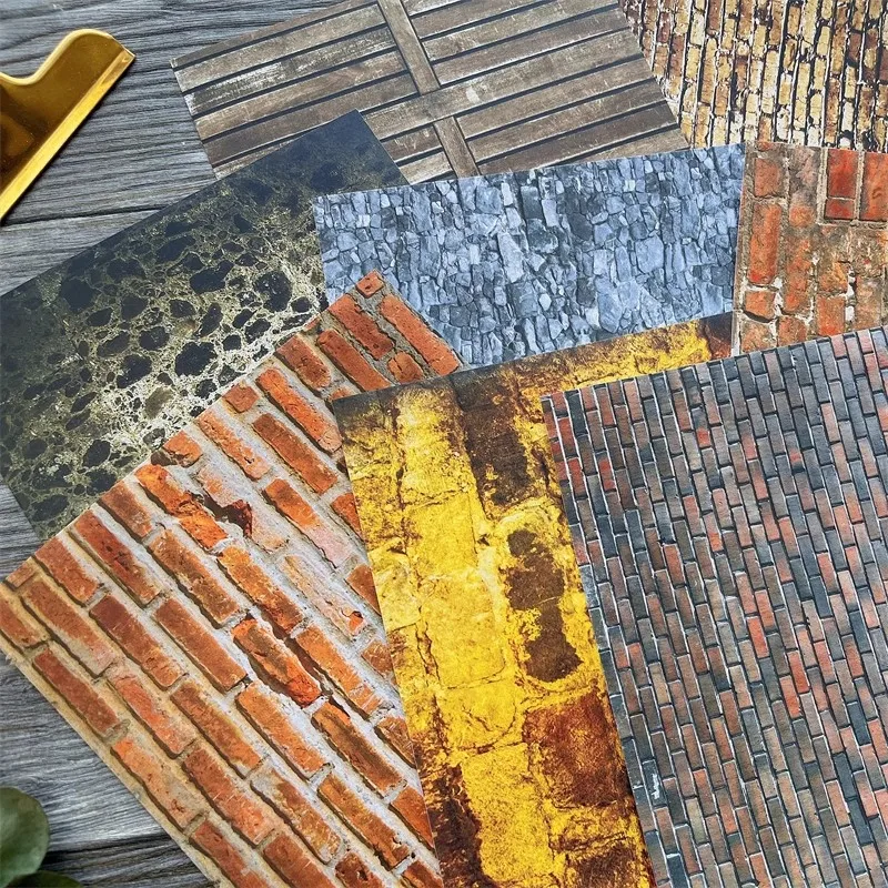 벽돌 스톤 메토페 패턴 소재 종이 스티커 장식 DIY 공예 사진 앨범, 정크 저널 언더레이 배경 종이