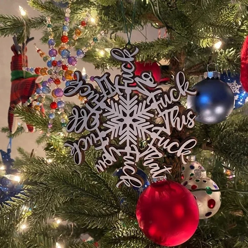 

4PCS Snowflake Ornament Christmas Ornament White Elephant Gift Naughty Snowflake Christmas Snowflake Ornament