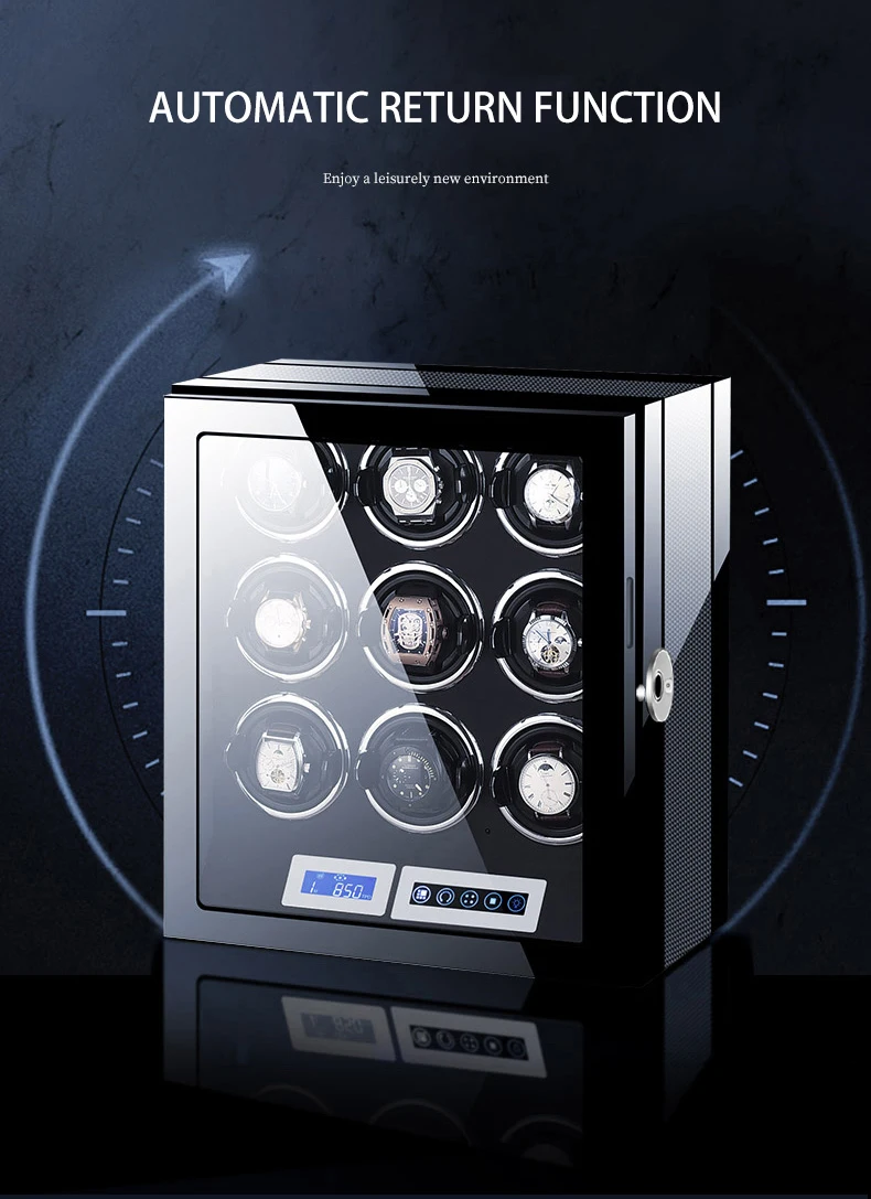 Luxury 24-30 Slot Automatic Watch Winder Safe Box with Fingerprint Lock, Touch Screen, ... - SKU LAWW0927 - UGI Packaging