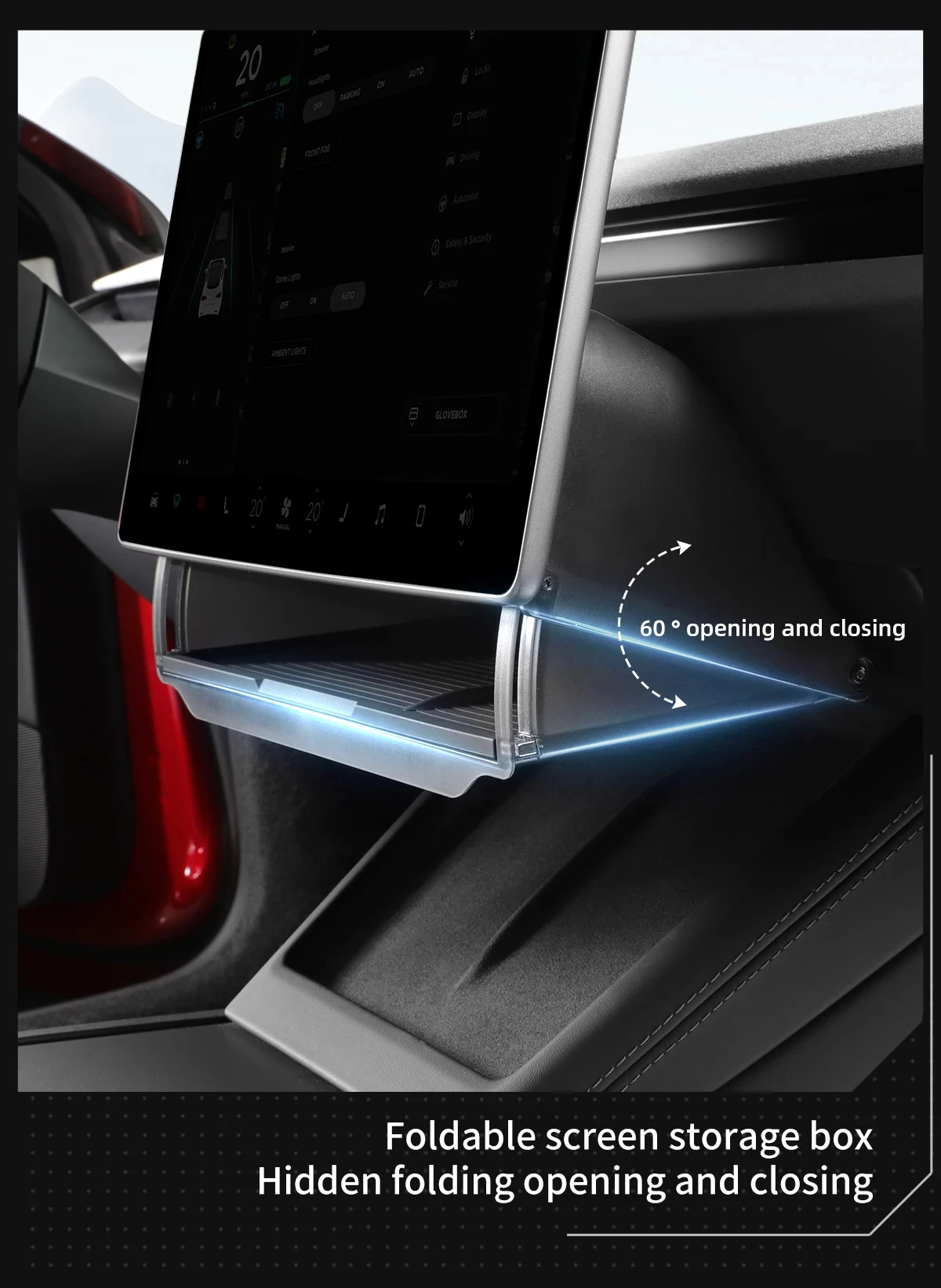 For Tesla Model Y Juniper 2026 Model 3 Highland 2025 Under-Screen Hidden Storage Box Behind Screen Center Console Organizer Case