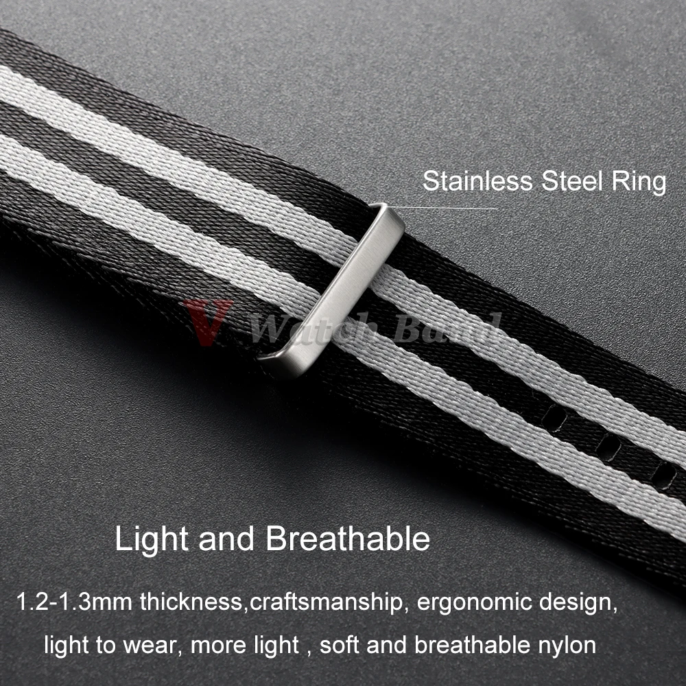 Extra-Long 330mm Nylon Watch Strap in Multiple Widths for Military Style Watches