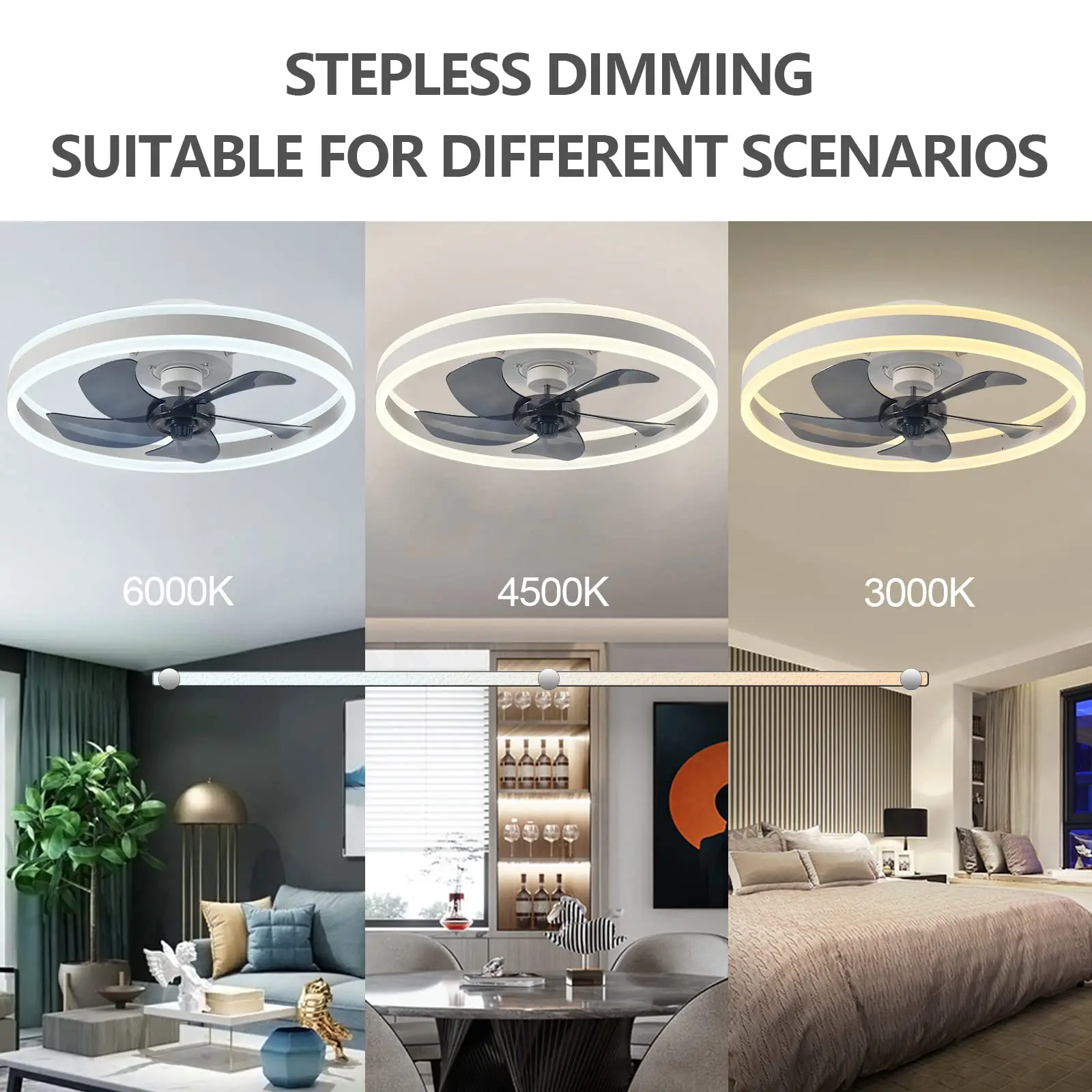 Ceiling Fan With Light Remote Low Profile Ceiling Fan 6 Speeds Modern Ceiling Fans Reversible Dimmable For Living Room Bedroom 3