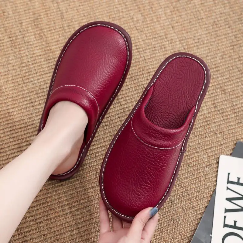 【MODERNIF】Reason Leather Slippers RJ Fuzzies Slipper | Leather Driving Moccasin (CNS207