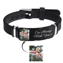 Customized Engraved Silicone Bracelet - Personalized Keepsake (Custom Photo Text)