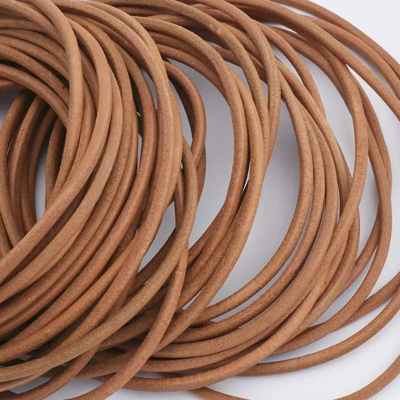 

5 Meters Natural 2mm 3mm 4mm 5mm 6mm Real Genuine Leather Cord Round Rope String For DIY Necklace Bracelet Jewelry Making